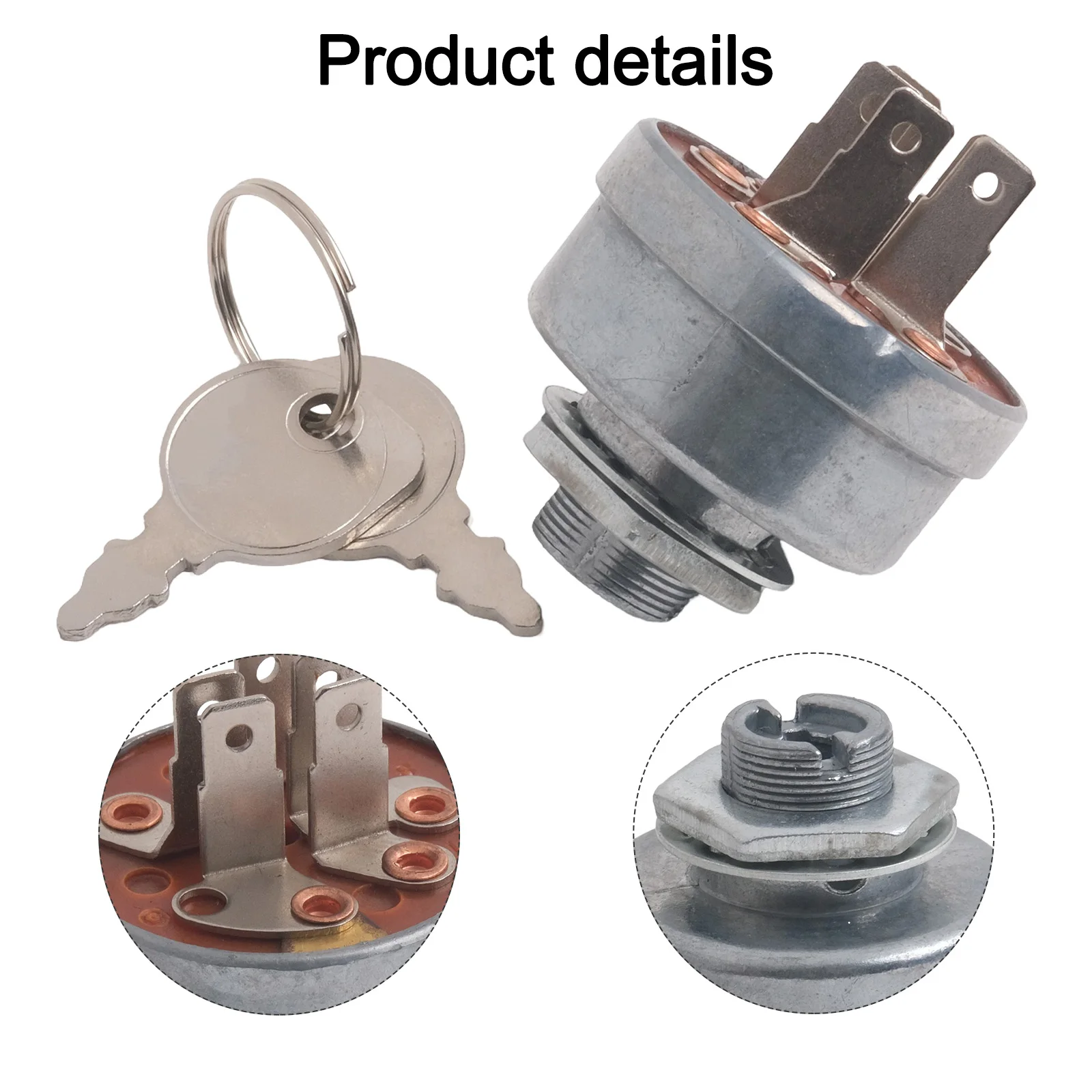 Lawn Mower Ignition Key Switch With Extra Spare Keys Designed For Compatibility With Several Different Model Numbers