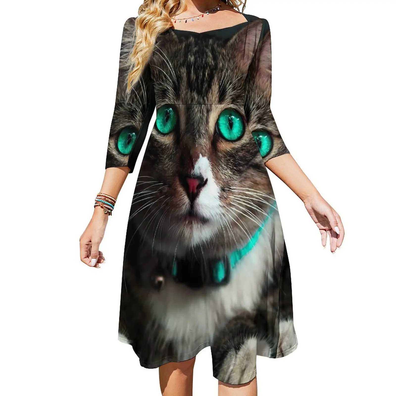 Magic Cat Dress Summer Sexy Cute Animal Print Elegant Dresses Women Aesthetic Big Size Casual Dress Gift