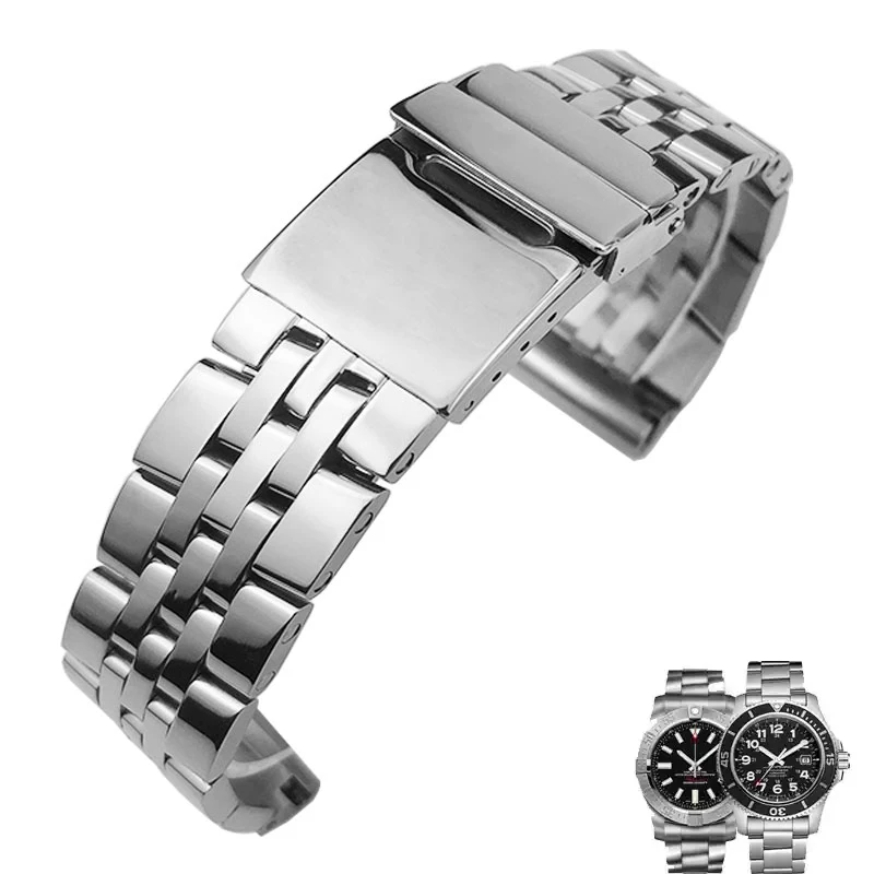 

20mm 22mm 24mm Solid Stainless Steel Watchband Bracelet For Breitling Watch For AVENGER NAVITIMER SUPEROCEAN Watch chain