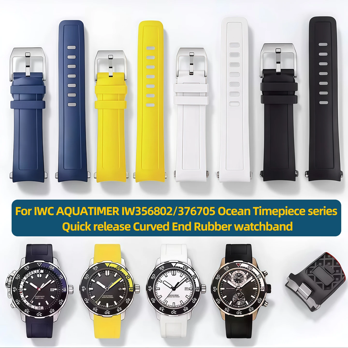 

Ремешок из фторкаучука с быстрым съемом, 22 мм, для IWC AQUATIMER IW356802/376705, серия Ocean Timepiece, с изогнутым концом, мужской.