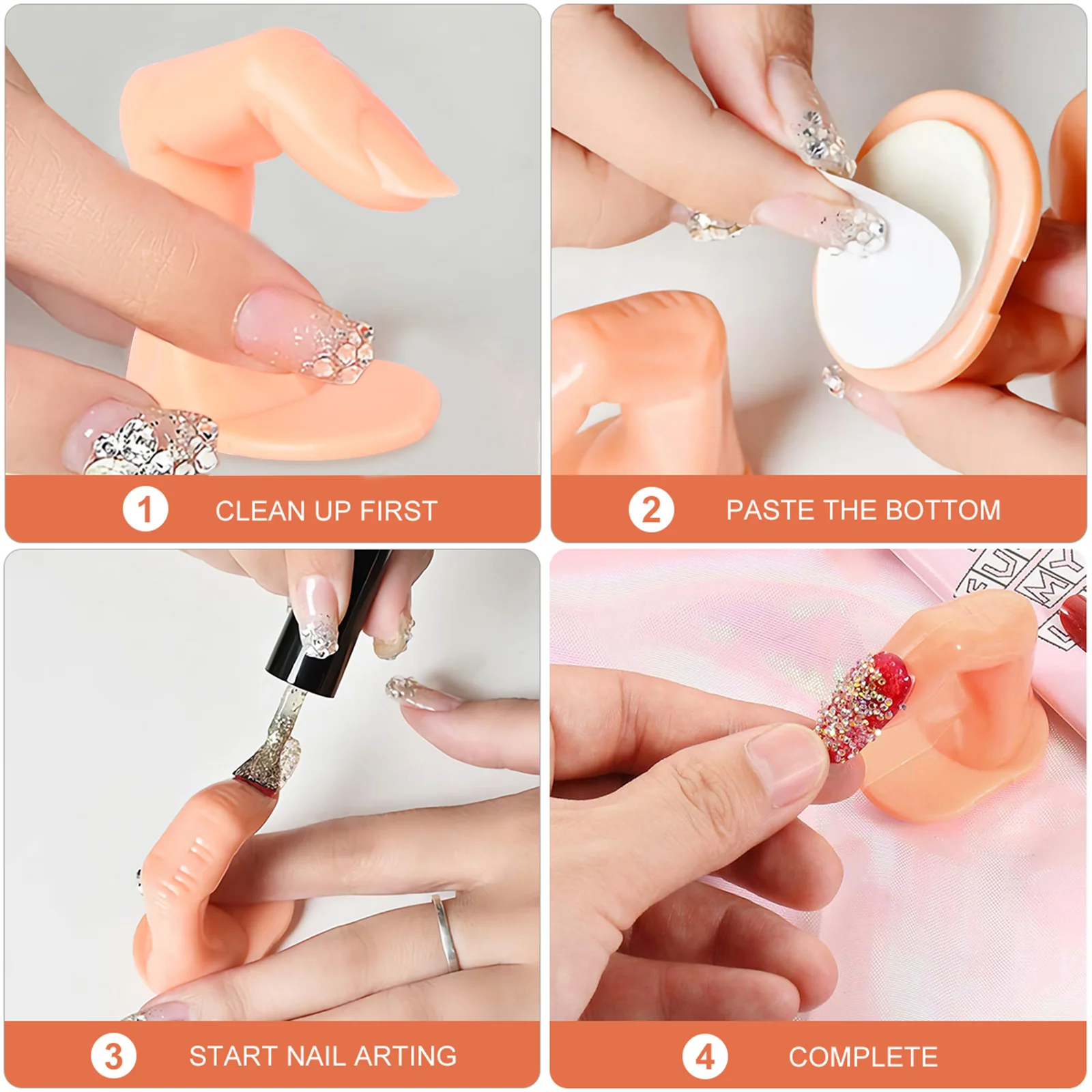 20 قطعة مسمار تلميح المحمولة كاذبة لمسمار الفن مانيكير التدريب أداة مبتدئين مانيكير ممارسة أصابع ممارسة الأصابع ل