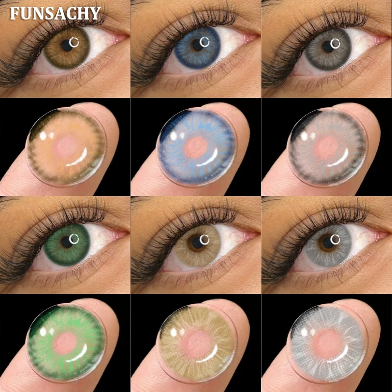 FUNSACHY 1 Paar farbige Kontaktlinsen für Augen, natürliche braune Augenfarblinsen, hochwertige graue Pupillen, Schönheitskosmetik, jährlich