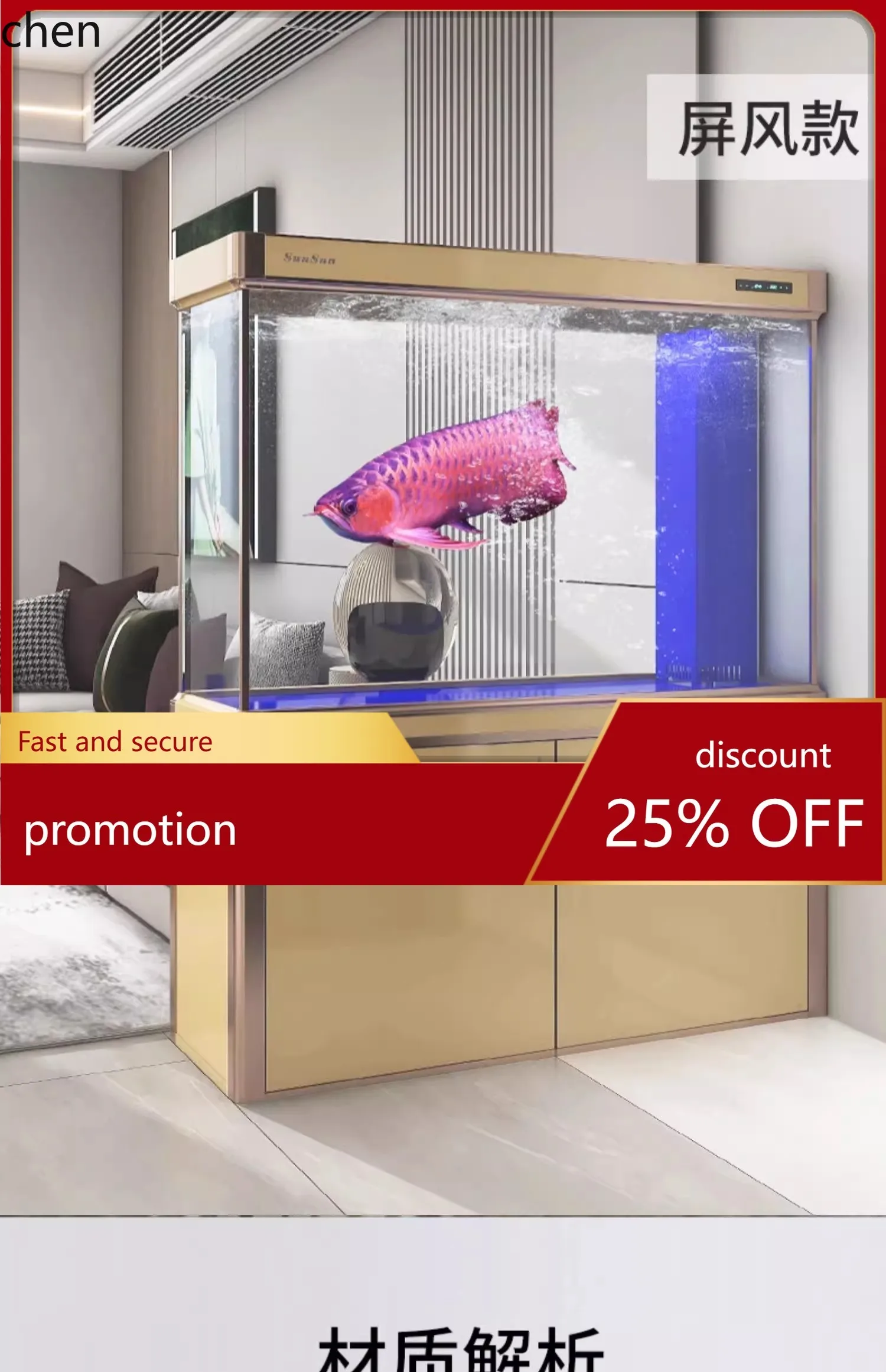 HT Fish Tank Large Ultra-clear Glass Aquarium Living Room Small No-water Change Goldfish Tank Bottom Filter Dragon Fish Tank