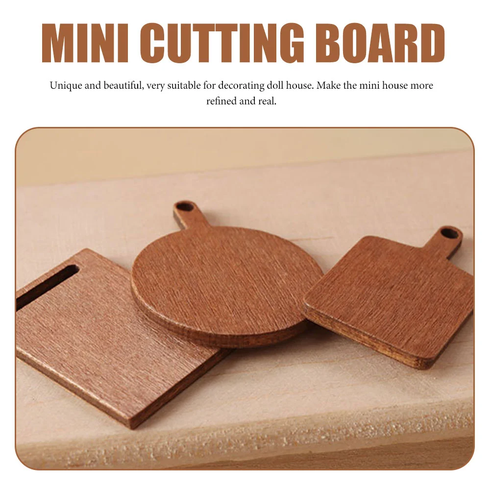 5 Pcs Baby Toy Toys Mini Chopping Board House Cutting Tiny Wood Model Decorations Light Brown Child