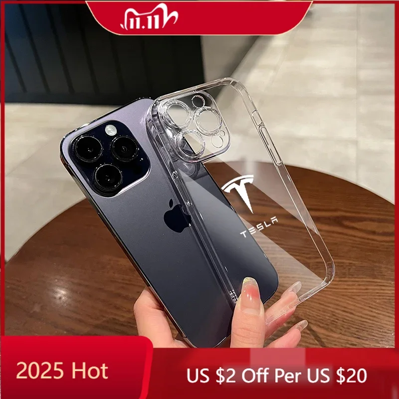 

Car Sticker For iPhone 13 Pro 13 Mini 11 12 Max Xr X Xs 7 8 Plus For Tesla model 3 model X Y style Roadster Fashion Clear Cover