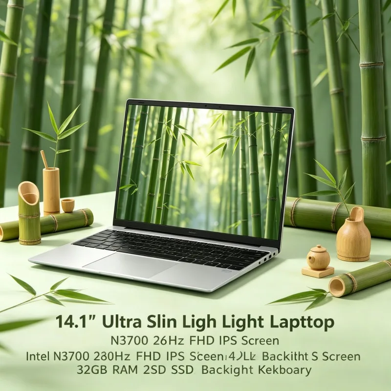 

14.1" Ultra Slim Light Laptop Intel N3700 120Hz FHD IPS Screen 32GB RAM 2TB SSD Backlit Keyboard