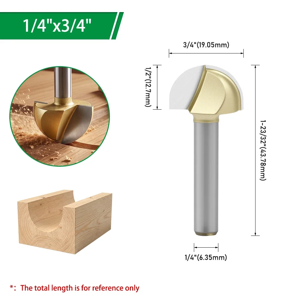 LAVIE 1/4-Zoll-Rundfräser mit Schaft, 15,88 mm-25,4 mm, zum Kantenfräsen, Nutenfräsen und dekorativen Holzschnitzarbeiten H0704206GD – Detail 9