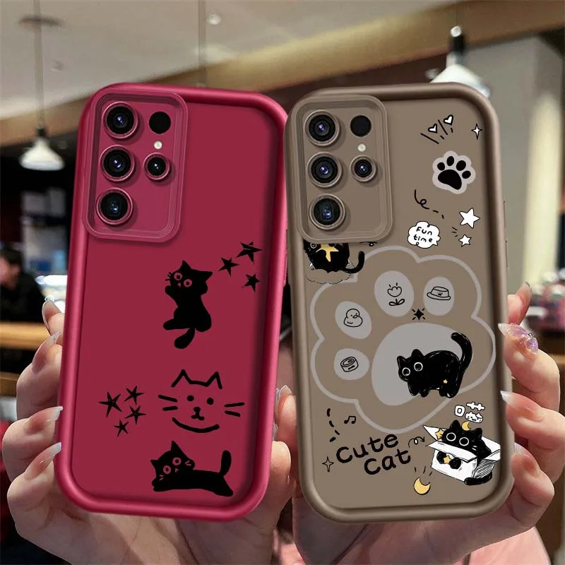 Black Cat Fashion For Samsung Galaxy S26 S25 S24 S23 S22 S21 S20 Ultra Plus FE 5G Eye Ladder Phone Case Cover