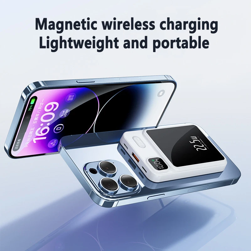 10000Mah Magsafe Portable Power Bank 22.5W Magnetic Wireless Power Bank LED digital display Fast Charger for iphone13 14/Huawei