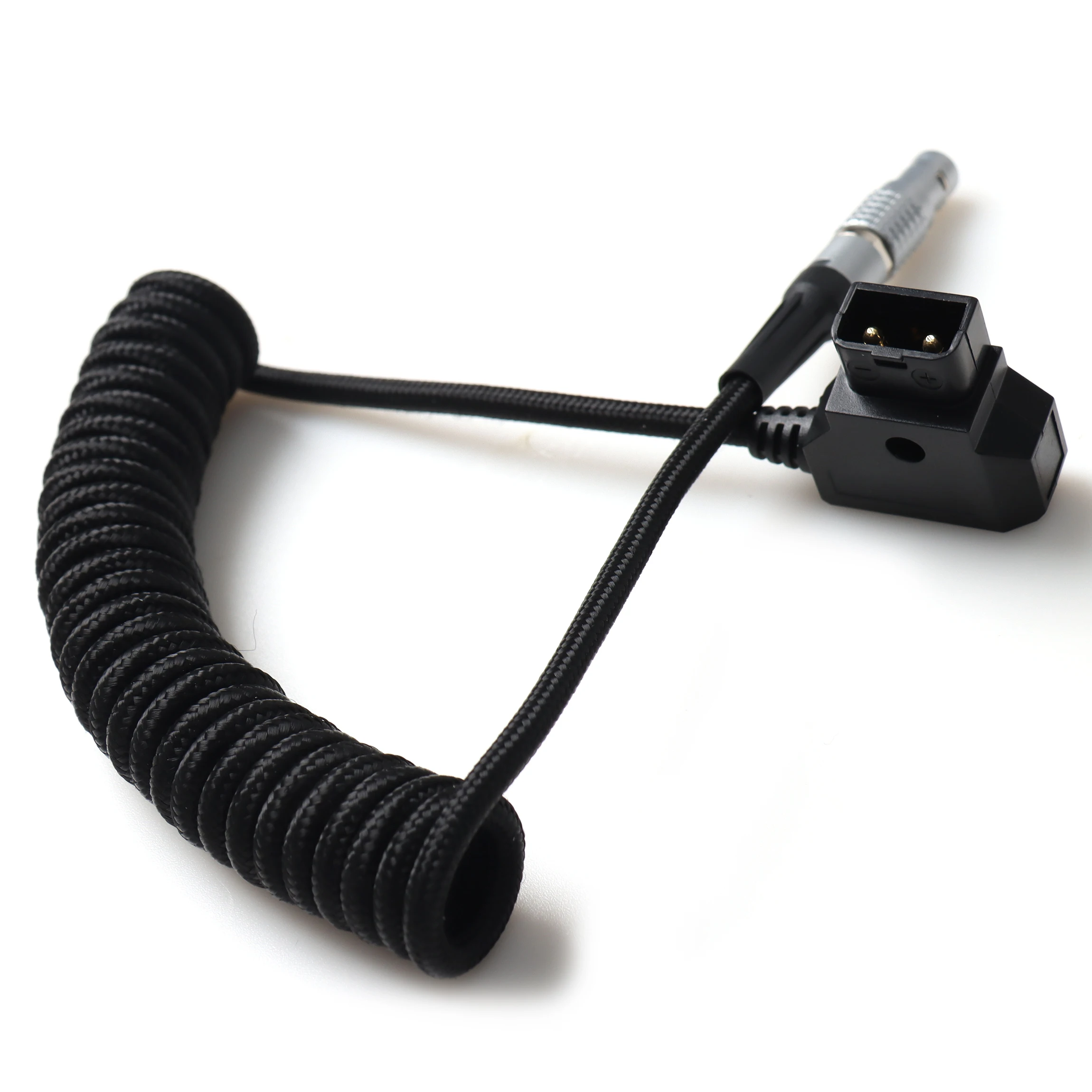 【LANO】red black D-tap Male to 2-Pin FGG 0B Male Power Cable Spring Coiled Power Nylon Braided Durable Connector Cable for Camera