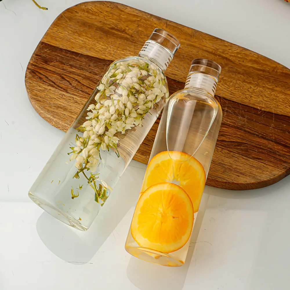 300ml/500/750ml/1000ml/Glass Water Bottle with Leak Proof Lid Reusable Eco Friendly Drinking Bottle Travel Mug for Beverages