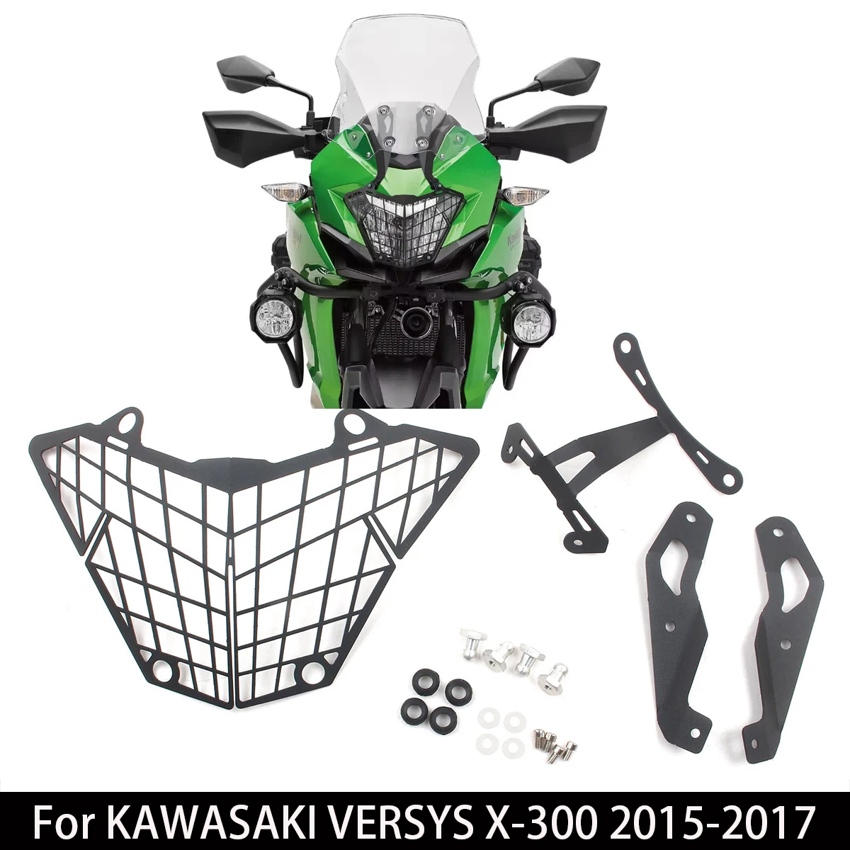 Motorcycle Headlight Protector Guard Headlight Protector Grille Guard Cover For KAWASAKI VERSYS X-300 2015-2017