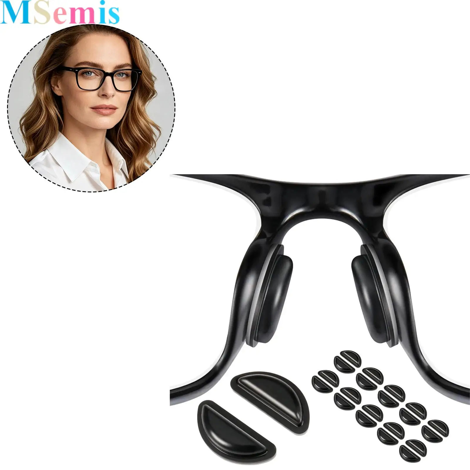 10 Pairs Silicone Air-bag D-shaped Anti-slip Pressure-reducing Eyeglass Nose Pads Nose Rests Accessories for Eyewear Daily Use
