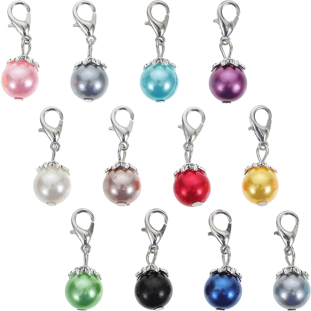 

12pcs Lobster Clasp Charms Imitation Pearl Pendant Diy Jewelry Making Accessories Alloy Durable Lightweight Charms For Family
