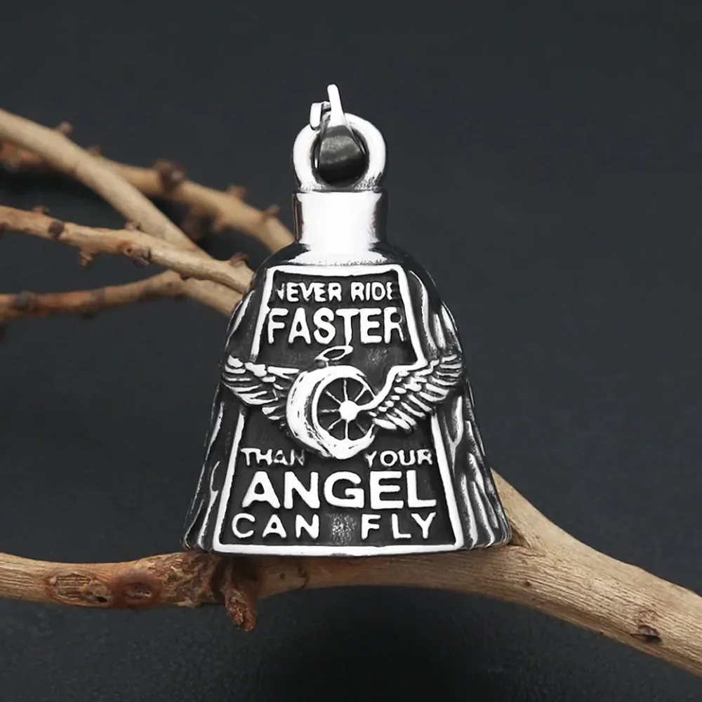 Motorcycle Guardian Bell Stainless Steel Pendant Keychain Vintage Biker Lucky Bell Unisex Rider Fashion Jewerly Accessories