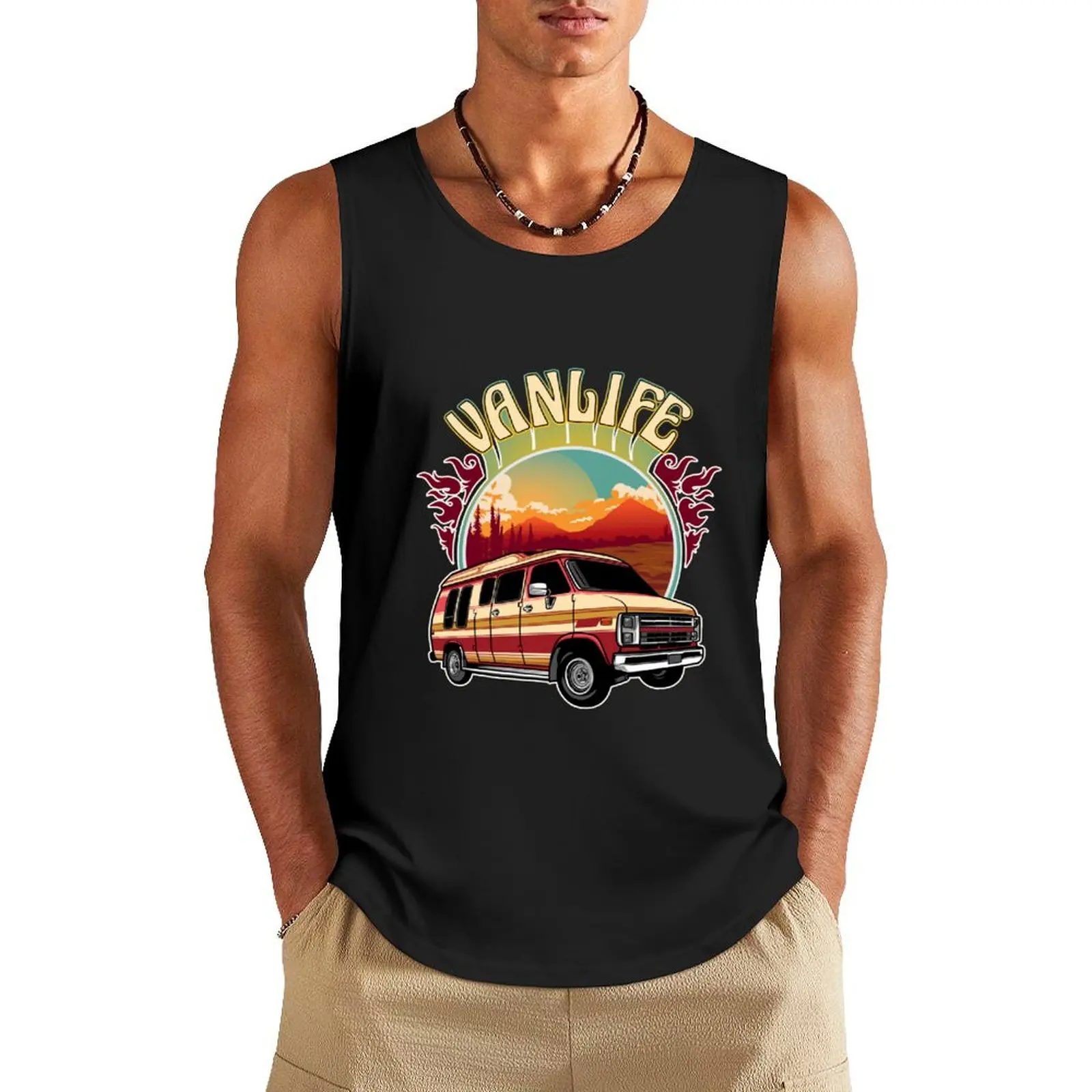 

Van Life with Colorful Skies Tank Top T-shirt Men's gym fitness clothing for men