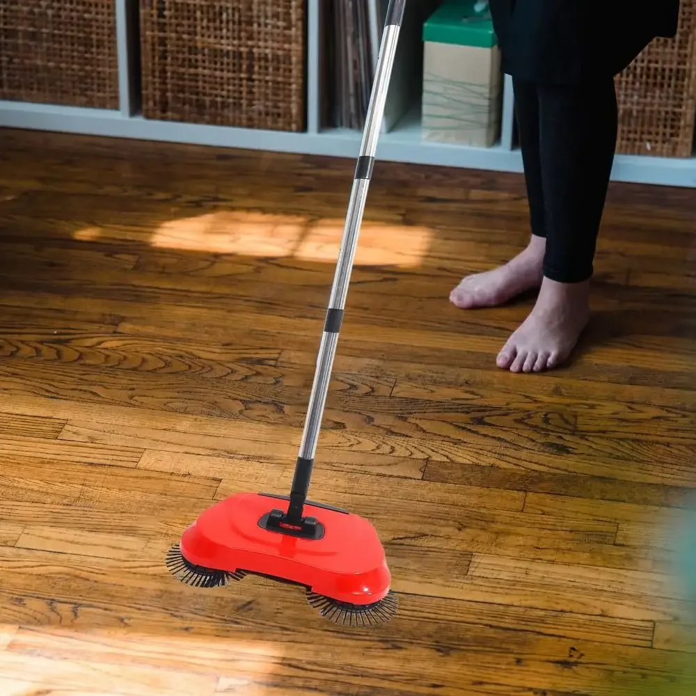 HLH Adjustable Handle Hand Push Sweeper 3-in-1 Design Lightweight Floor Sweeper Easy to Use All-in-one Machine Vacuum Broom
