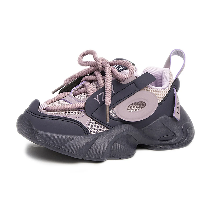 Zapatillas deportivas de red única para niña, zapatos de papá de superficie para niños, suela suave, transpirables, talla 27-37, 2024