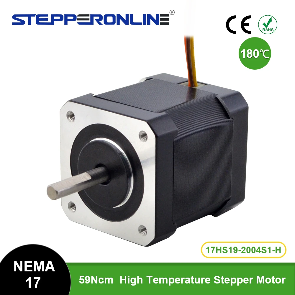 High Temperature Nema 17 Stepper Motor 48mm Length 2A 4-lead (17HS19-2004S1) Insulation Class H 180℃ for CNC Extruder 3D Printer