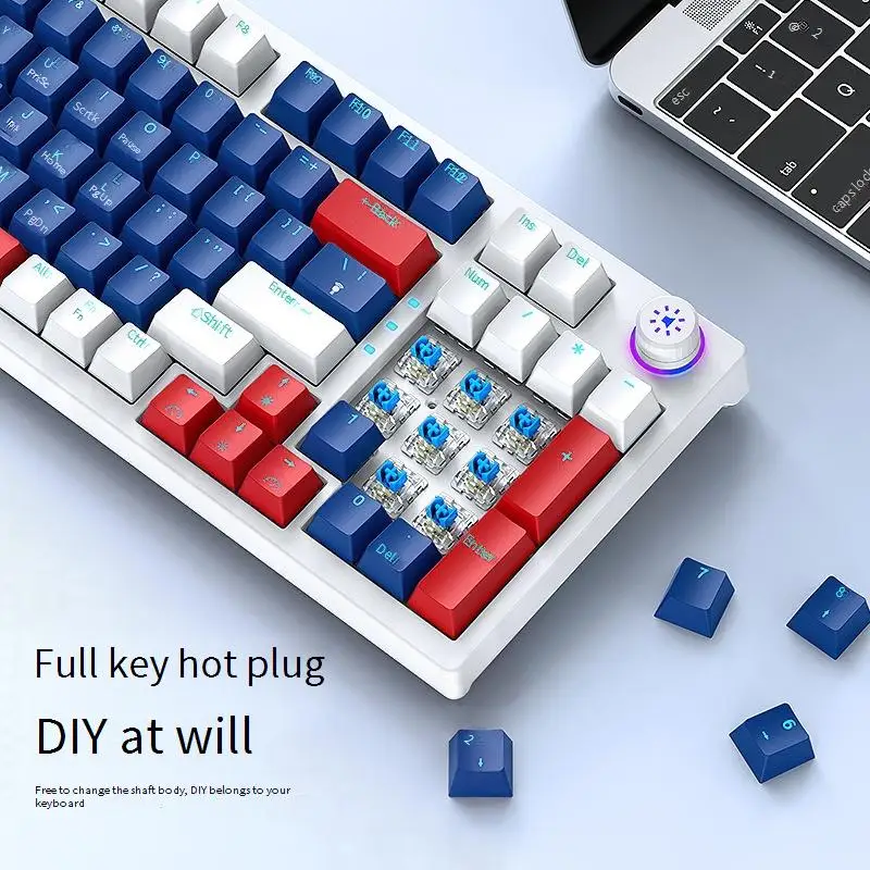 Teclado mecánico tricodo de intercambio en caliente H96, junta personalizada, teclado inalámbrico RGB para juegos para Win Mac