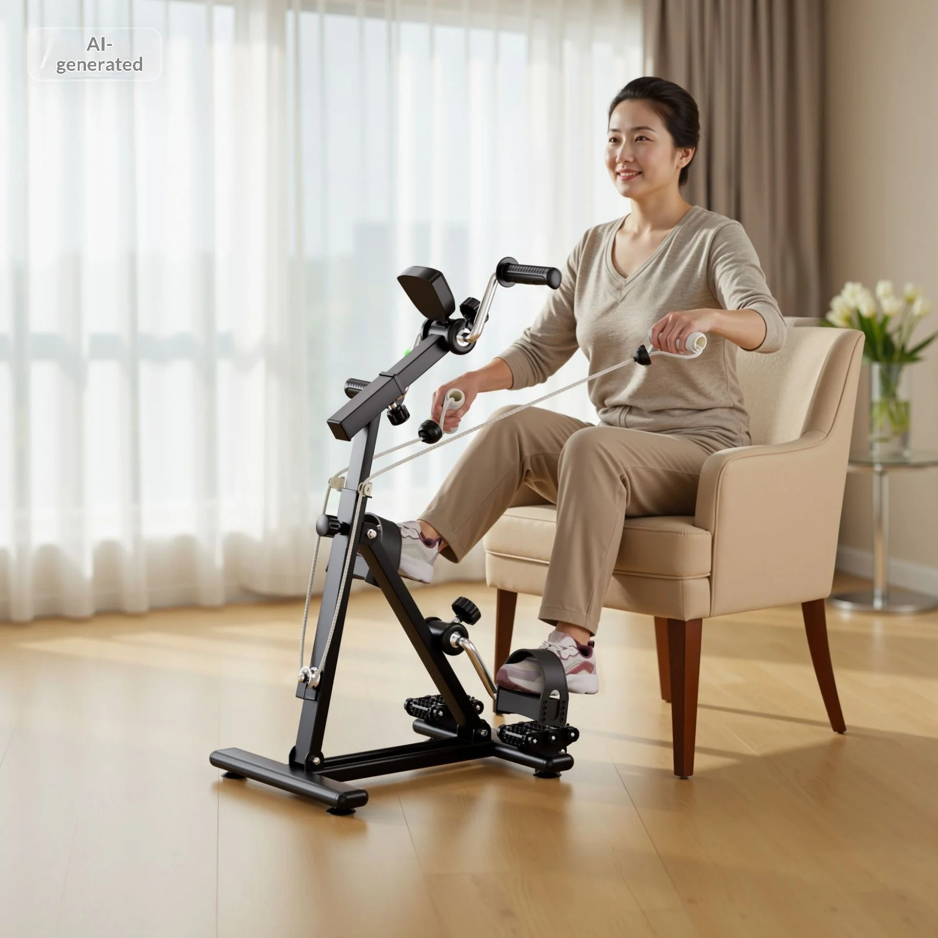 Hand and Foot Bicycle Exercise Equipment for Elderly Home Stepping Machine 100kg Capacity Upper/Limb Training Vehicle