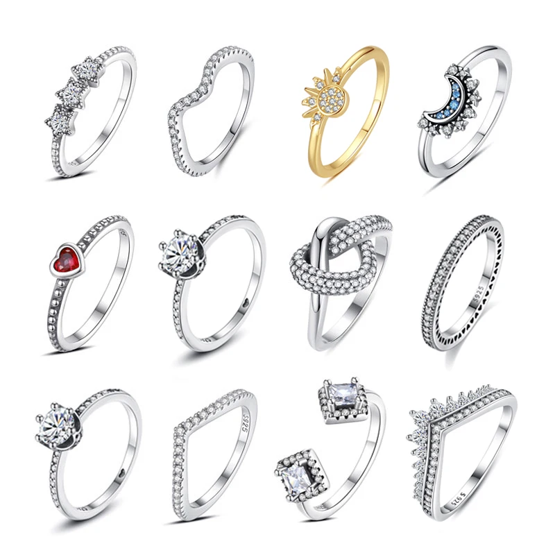 

Оригинальное кольцо из стерлингового серебра 925 пробы с сердечком, кристаллами, луной и солнцем, с покрытием из розового золота, для женщин, свадебный подарок, роскошные ювелирные изделия