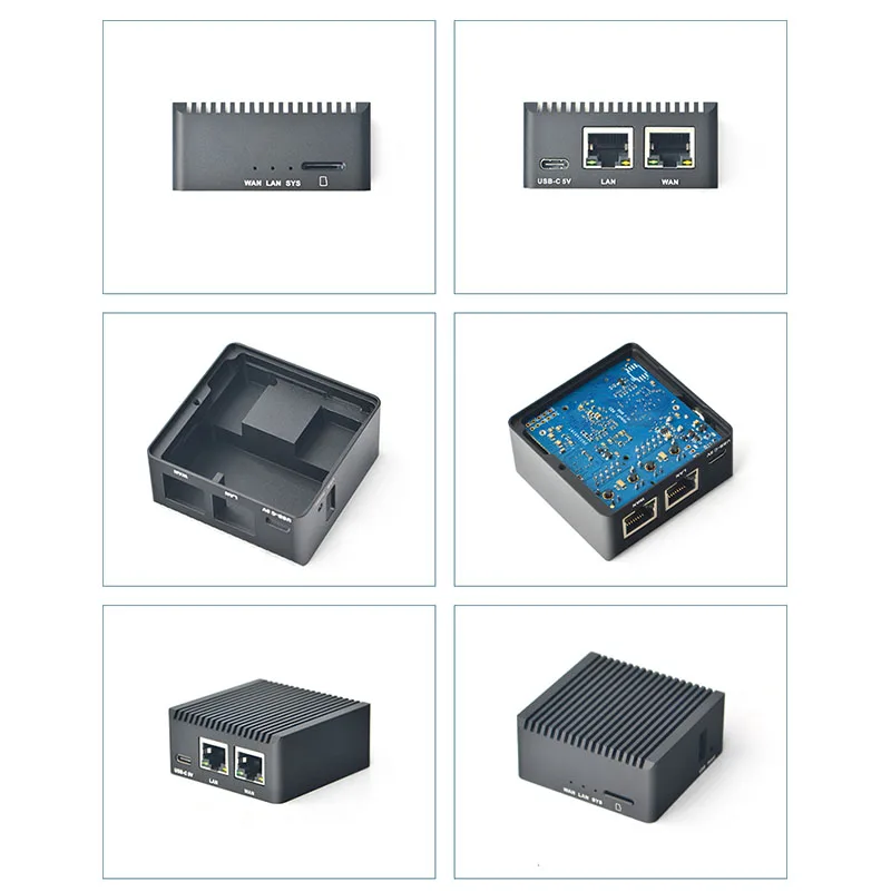 NanoPi R2S Mini Roteador com Caixa De Metal, Rockchip, RK3328, CNC, Porta Gigabit Dupla, 1GB SBC, Sistema Openwrt