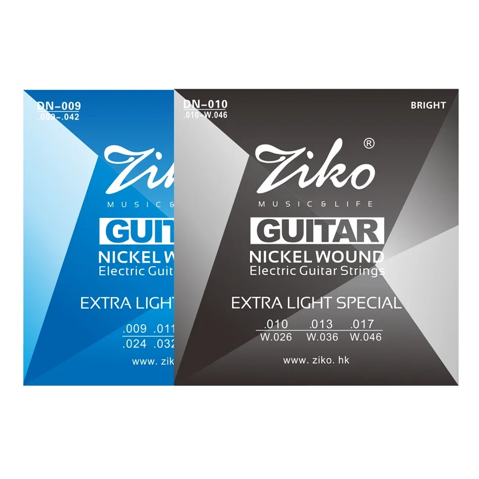 Cuerdas de guitarra eléctrica serie ZIKO DN, extra ligeras, 009-042 y 010-046 pulgadas, núcleo de aleación hexagonal enrollado de níquel