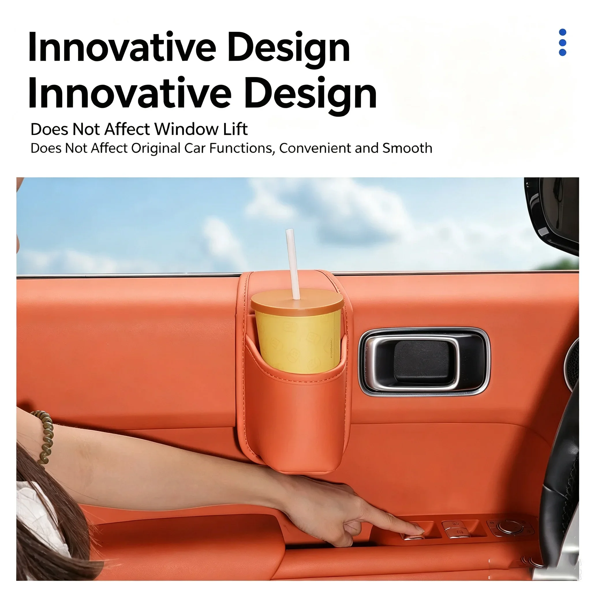 Multifunctional Car Door Hanging Storage Pocket Cup Holder Leather Window Side Storage Bucket Car Interior Organizer Accessories