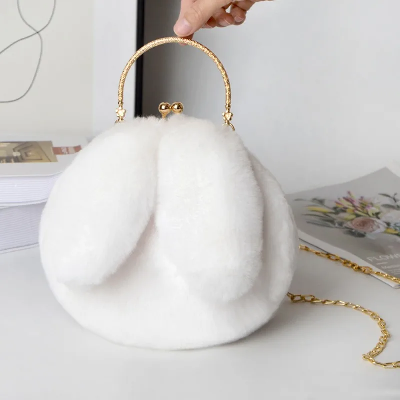 Cute Plush Rabbit Crossbody Bags for Women Korean Version Cute Purses and Handbags Girls New Rabbit Ear Shoulder Messenger Bag