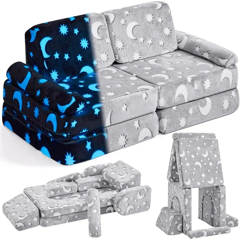 

Modular Play Couch, Sectional Sofa, Bedroom & Playroom Furniture, Convertible Foam & Floor CushionBoys and Girl Living Room Sofa
