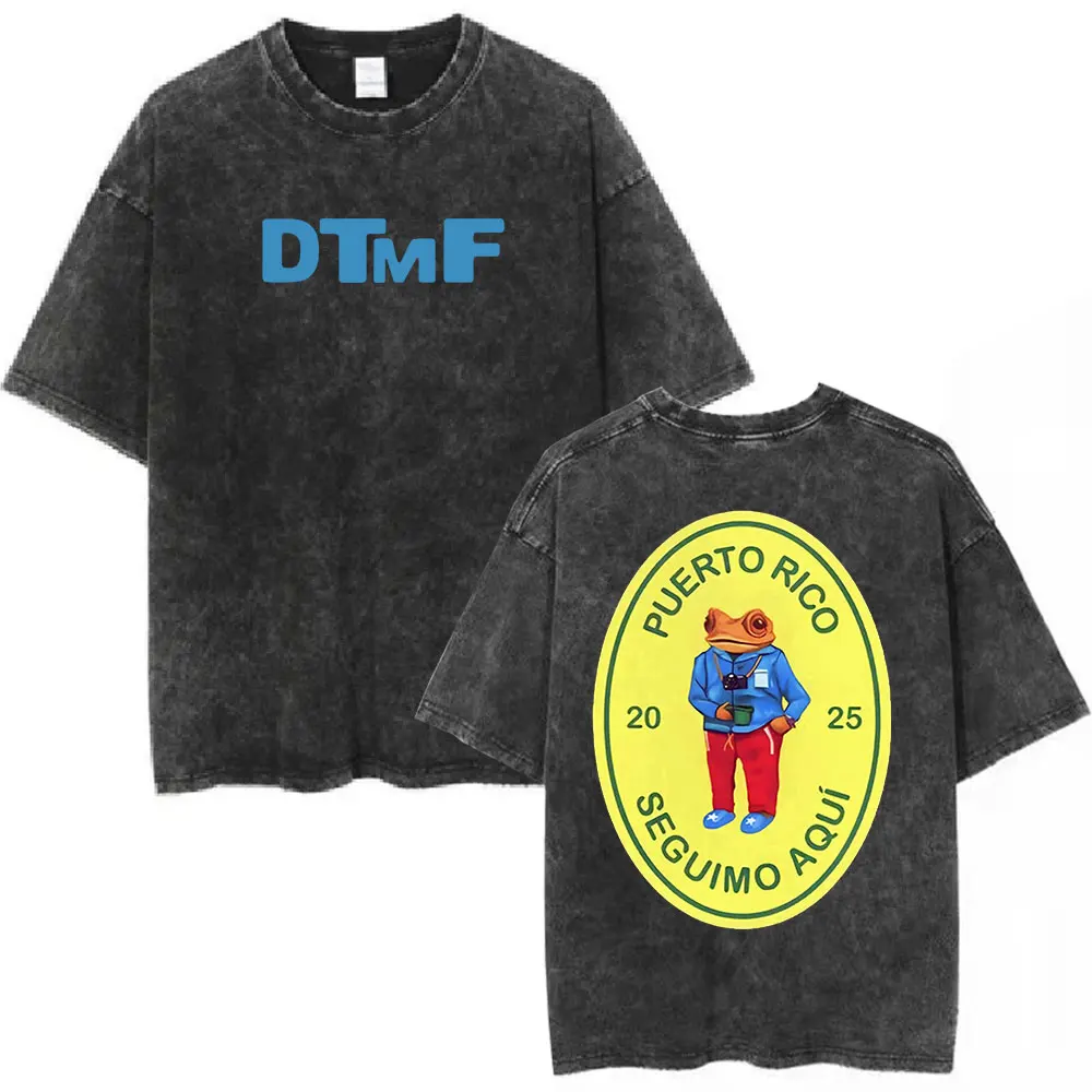 Vintage Washed T Shirt Bad Bunny New Album DTMF Debí Tirar Más Fotos T-shirts Men Women Clothing Oversized T-shirt Streetwear