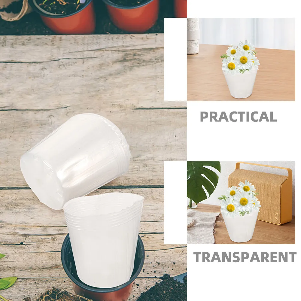 10Pcs Clear Plastic Planter Liners Flowerpot Insert Replacement for Soil Retention Plant Health Monitoring Versatile Gardening