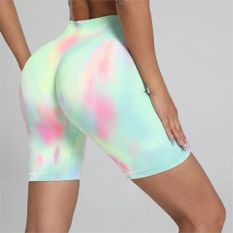 

Women Tie Dye Gym Yoga Shorts High Waist Seamless Legging Fitness Sports Leggins Elastic Pants Training Workout Tights Wholesal