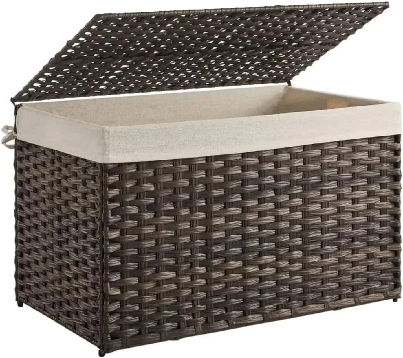 

Storage Basket with Lid, 42.3 Gallon (160L) Storage Bin, Woven Blanket Storage Basket with Handles, Foldable, Metal Frame, Brown