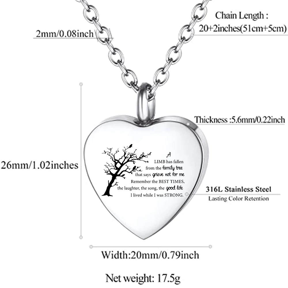 Cremation Jewelry Memorial Locket Necklace for Ashes Stainless steel Keepsake Necklace for Women Men Loved Ones Cremation Jewelr