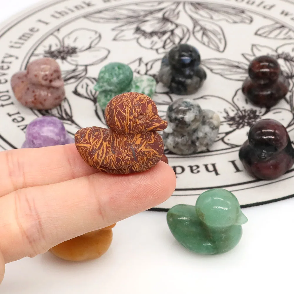 

1.2" Mini Yellow Duck Figurine Natural Crystal Stone Quartz Gemstone Carved Halloween Healing Reiki Home Decor Gift Wholesale
