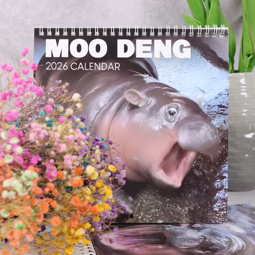 

2026 Calendar Creative Cartoon Hippopotamus Ornament Cute Desktop Decoration 50 Page Copperplate Paper Calendar Practical Date
