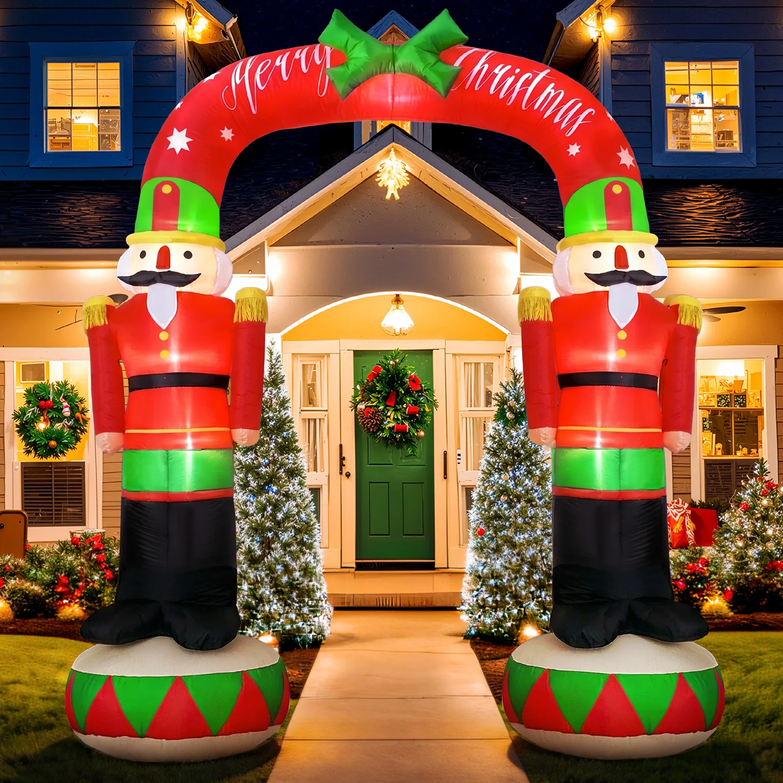 Christmas Lights Outdoor - Arco Gonfiabile Natalizio con Schiaccianoci da