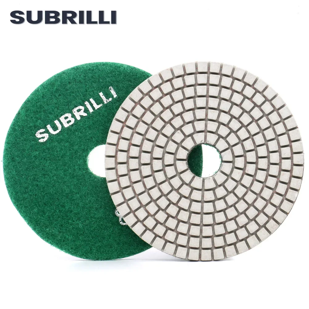 SUBRILLI 4 "сухой и влажный шлифовальный диск для бетона, шлифовальный диск, гибкий белый диск, зернистость 50-3000 #1 шт.