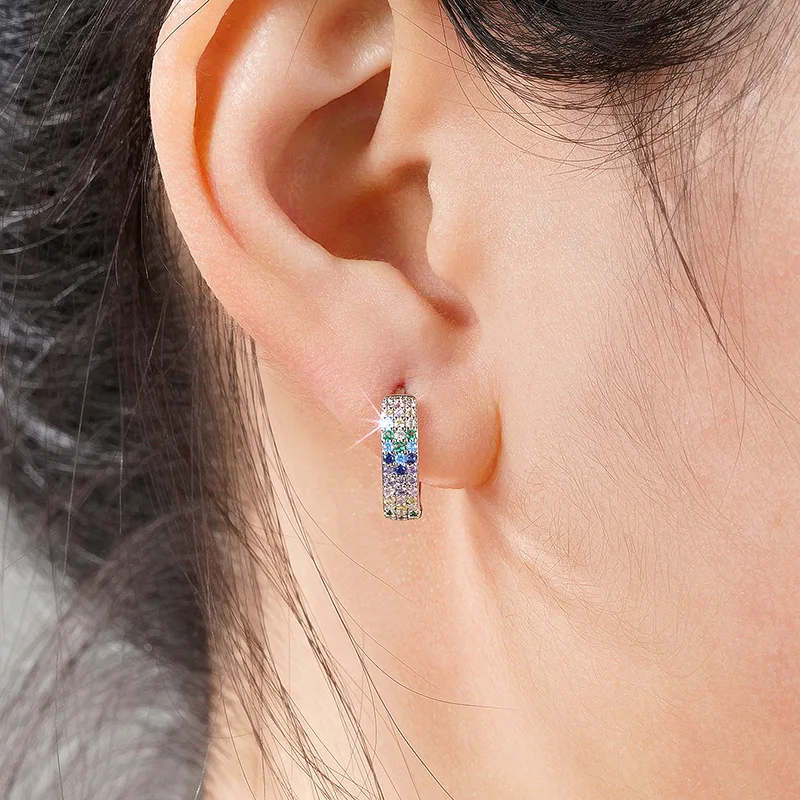 2026 New European and American Colored Zircon Earrings for Women with A High Level of Fashion and Sweet Accessories