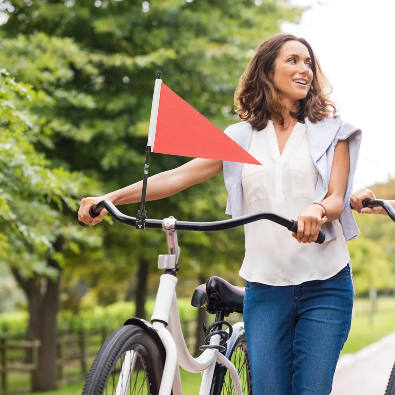 Bike Handlebar Safety Flag Premium Material Cycling Warning Flag Bicycle Trailer Accessory Bike Accessories