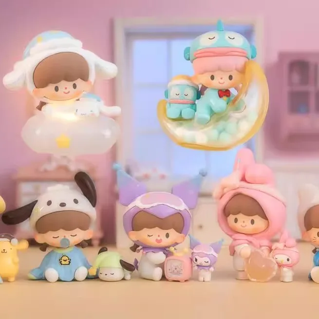 

Authentic Unicorn Sanrio Family Series Goodnight Preparation Co Branded Trendy Games Blind Boxes Figurines Accessories Gifts
