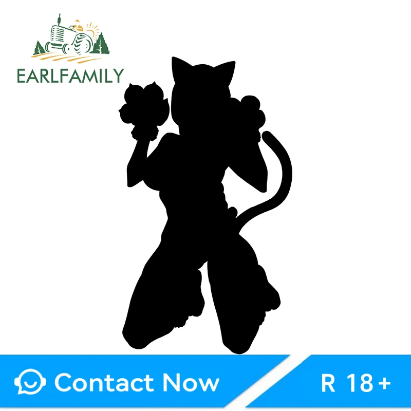EARLFAMILY Makima Cat Suit Car Stickers Adaorable Character SUV Decals Occlusion Scratch Scratch-Proof Simple Car Refrigerators