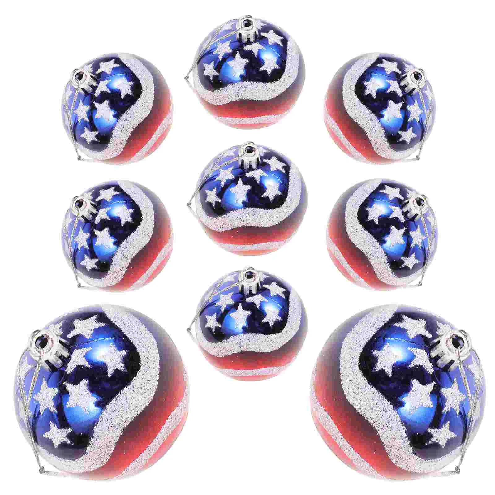 

12 Pcs American Flag Ball Hanging Decorations Disco Light Independence Day Pendants Supplies Christmas