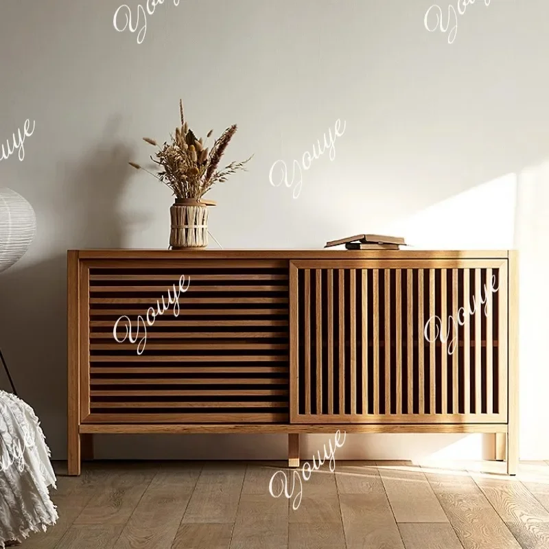 

J Log Solid Wood Dining Side Cabinet Nordic Grille Door Locker Living Room Bedroom Storage Cabinet Designer Cabinet