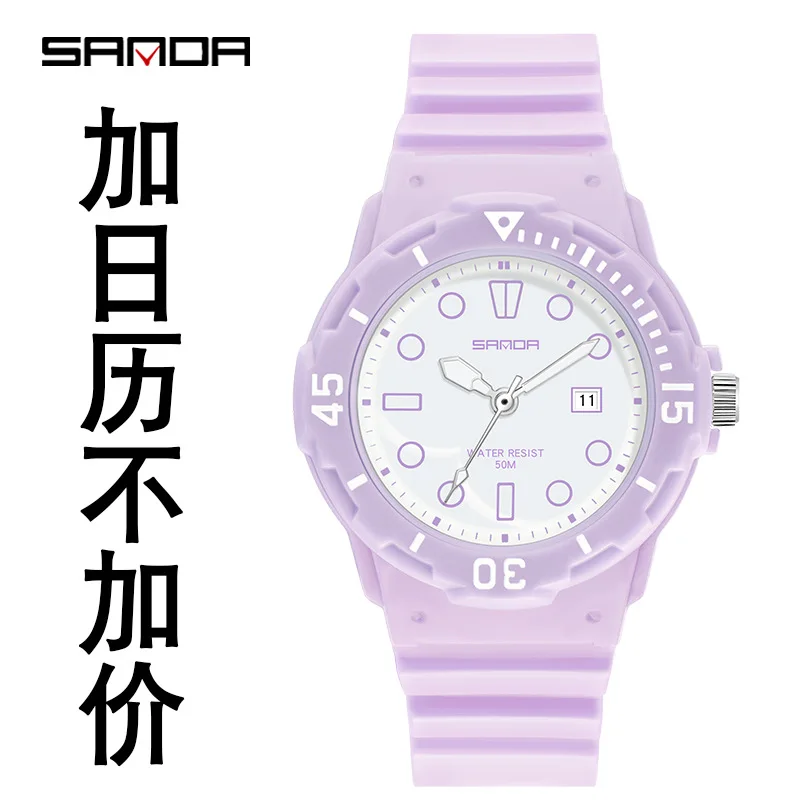 SANDA-Reloj de pulsera de cuarzo para Mujer, cronógrafo informal con manecillas luminosas, resistente al agua hasta 50M, 6011