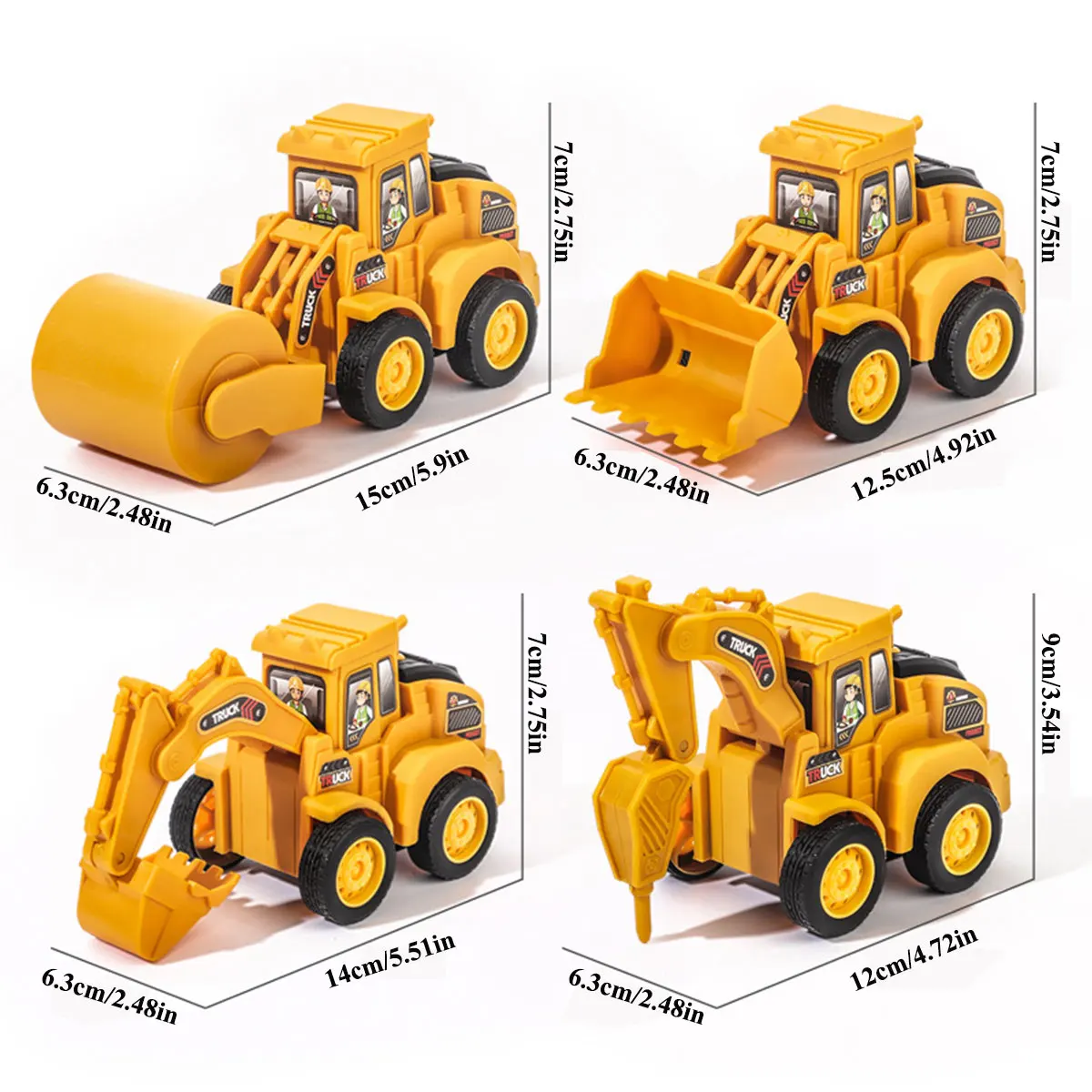 Engineering Vehicle Model Press Sliding Car Excavator Bulldozer Children Educational Construction Vehicle Toy Kids Boy Gift