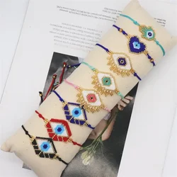ALIYA Turkish Evil Eye Bracelet for Women Handmade Woven Colorful Miyuki Seed Beads Pulseras Lucky Greek Eye Bracelets Gift