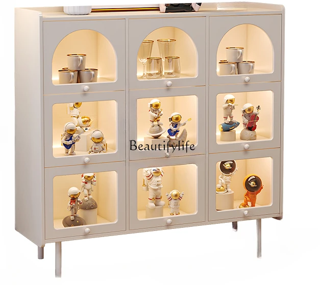 

French Cream Style Nine Bucket Chest of Drawer Hand-Made Display Living Room Furniture Storage Cabinet